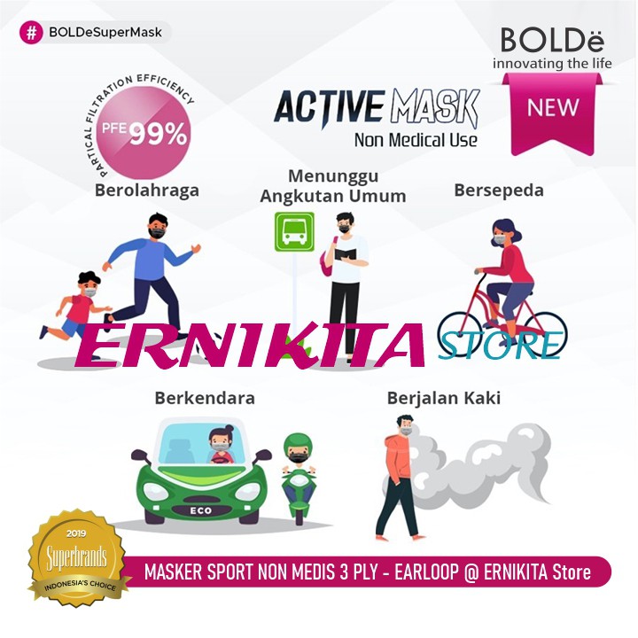 BOLDe ACTIVE MASK - Daily Masker Sport 3 Ply 50 Pcs