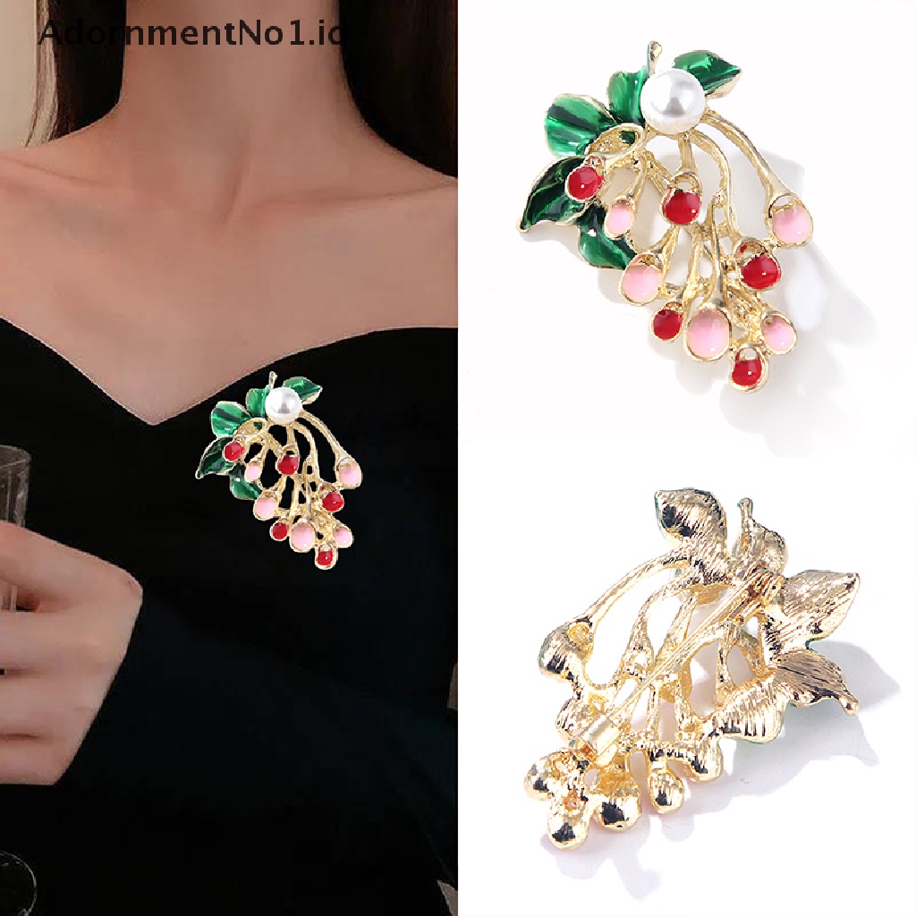 (AdornmentNo1) Bros / Pin Motif Buah Aksen Mutiara Imitasi Untuk Aksesoris Wanita (Idyllic)