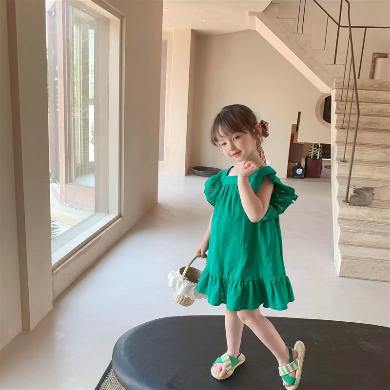 IL - Dress Anak Blush Lengan Kipas Ribbon / Dress Anak Perempuan Square Neck