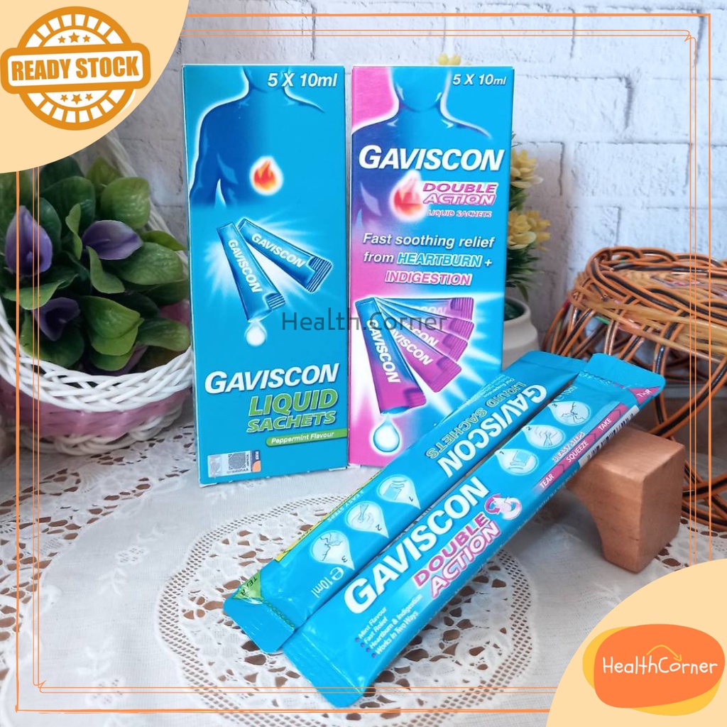 Gaviscon Double Action Liquid Sachet 5 x 10ml [ Obat Maag Liquid sachet ]