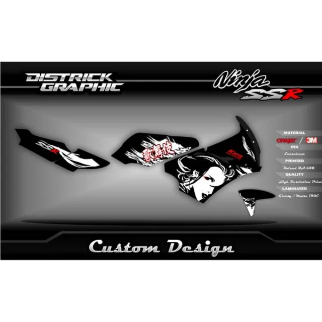Striping decalkits Ninja 150 Ssr Kabuki body belakang Ninja R atau SSR