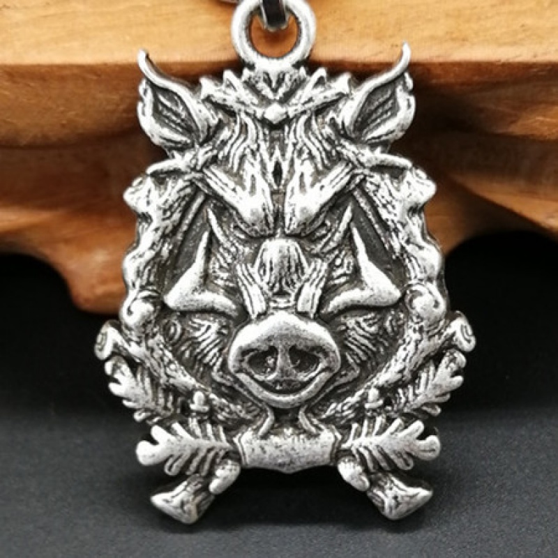 Kalung Liontin Celtic Boar Bahan Stainless Steel Untuk Pria