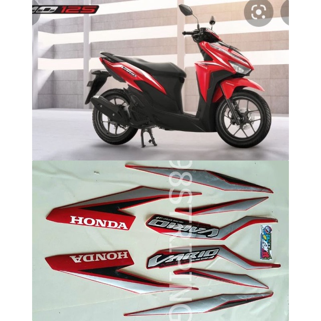 STIKER STRIPING LIS STANDAR ORI NEW HONDA VARIO 125 IDLING STOP MERAH SILVER TAHUN 2018