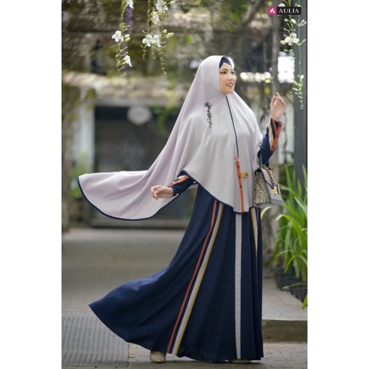 Gamis Set Khimar Naraya Size XL Navy Chalk By Aulia Fashion / Gamis Aulia Terlaris