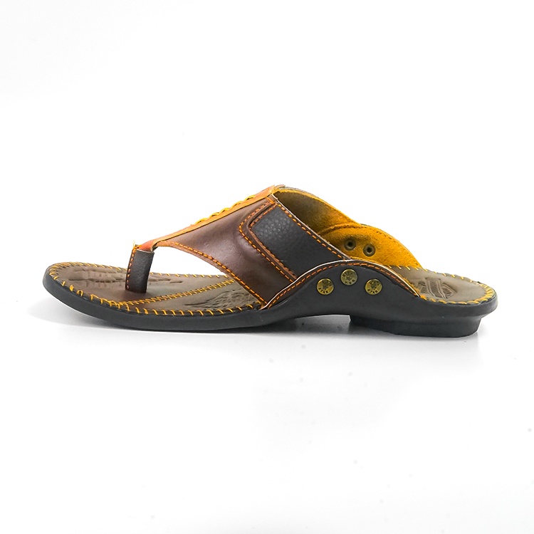 Sandal Kulit Asli - Sandal Kulit Pria Harley Davidson - Sandal Casual - Sandal Selop REMPEL TAN