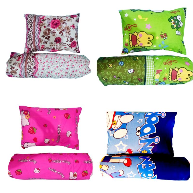 SARUNG BANTAL DAN SARUNG GULING  KARAKTER  DAN BUNGA UKURAN REAL BESAR