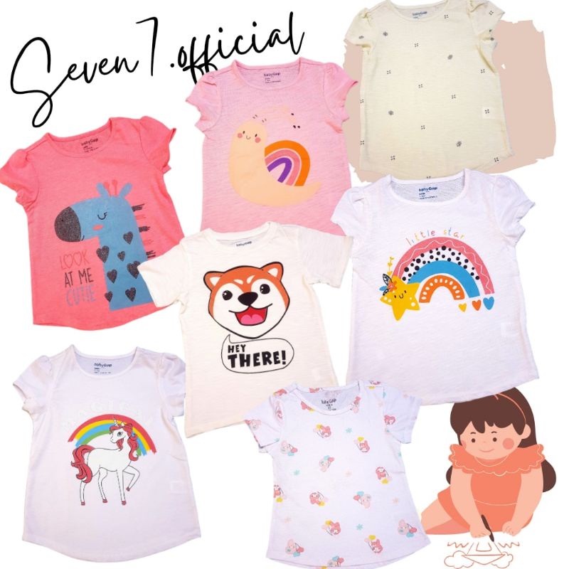 Kaos/T-shirt BabyGap cewek cmt size 1-5 Tahun