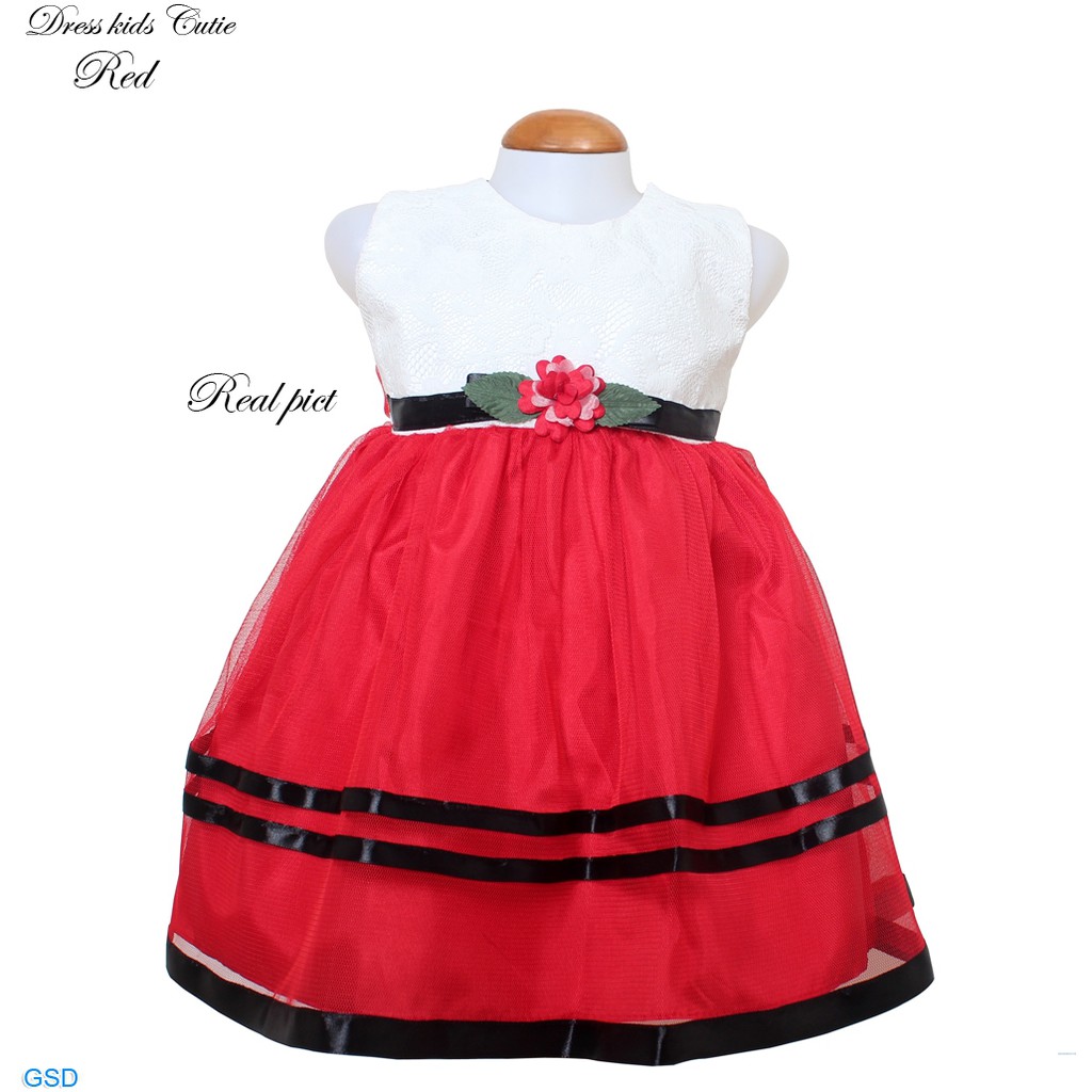 Dress Kids Cutie/Baju Terusan Casual Dress Brukat Anak 1-3thn Tanpa Lengan/Gaun Pesta Anak Murah