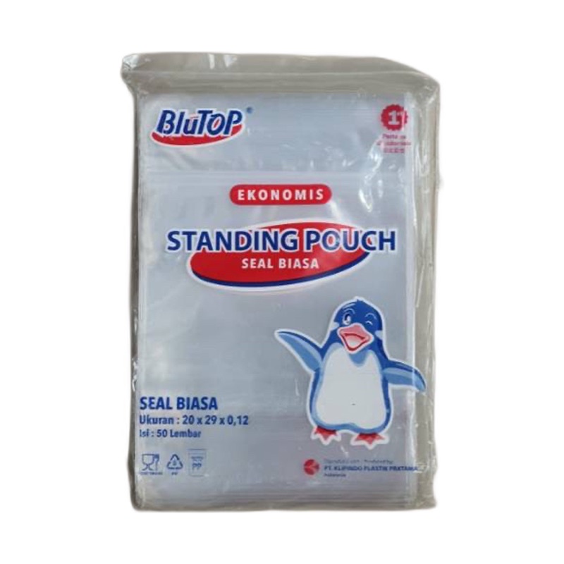 (ISI 50PCS) Standing Pouch 20x29 Seal Biasa &amp; Lebar BLUTOP /Plastik Kemasan klip Beridiri