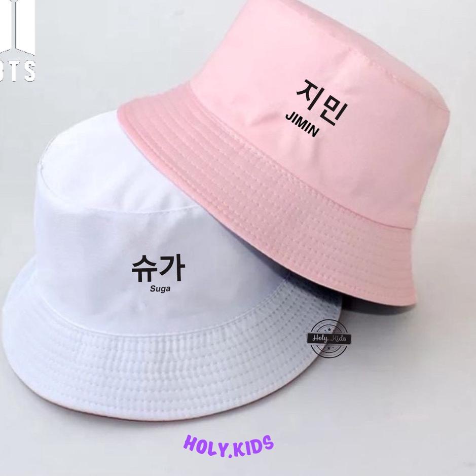 TOPI BUCKET NAMA MEMBER BTS / BTS MEMBER BUCKET HAT /TOPI NAMA MEMBER BTS/ BTS BUCKET HAT 레