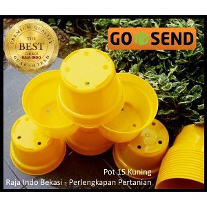 Pot Bunga 15cm Kuning - Toko Pot Plastik Tanaman Hias Grosir Murah 15 Cm - Jual Pot Grosir Murah