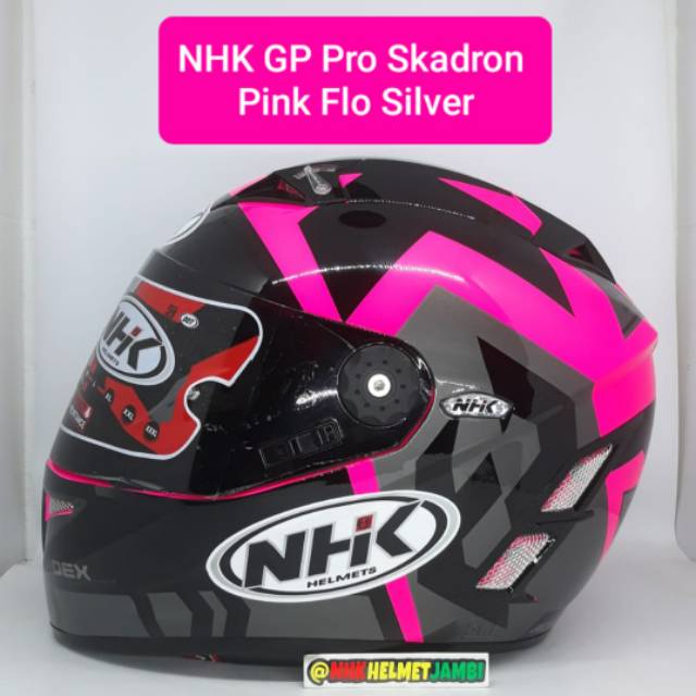 HELM FULLFACE NHK GP PRO / GPPRO / TT RACING / TERMINATOR RACING SKADRON PINK FLOURECENT SILVER