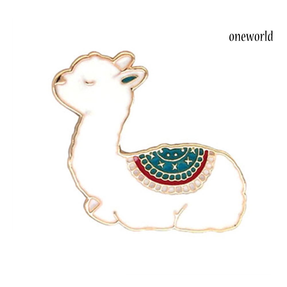 OW@ Unisex Cute Cartoon Alpaca Shape Enamel Brooch Pin Jacket Collar Bag Badge Gift