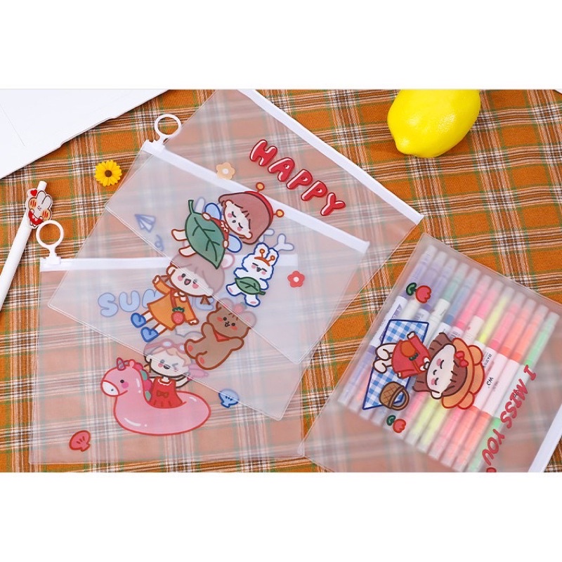 

[GC-03] Pouch masker dan alat tulis motif girl transparan tempat pensil unicorn multifungsi
