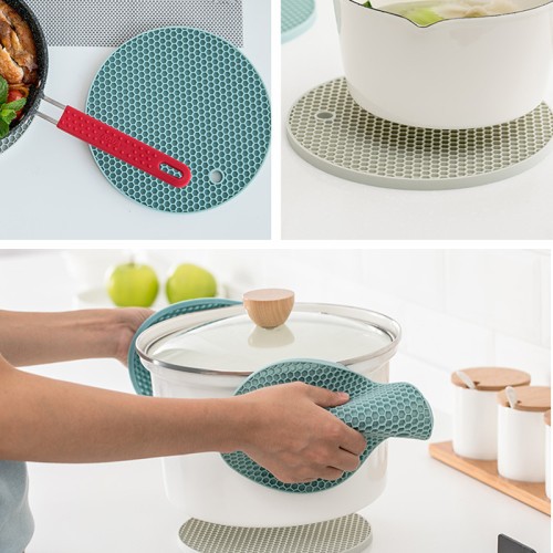 Tatakan Silicon Anti Slip / Tatakan Piring Panci Anti Panas / Tatakan Alas Silikon Bulat