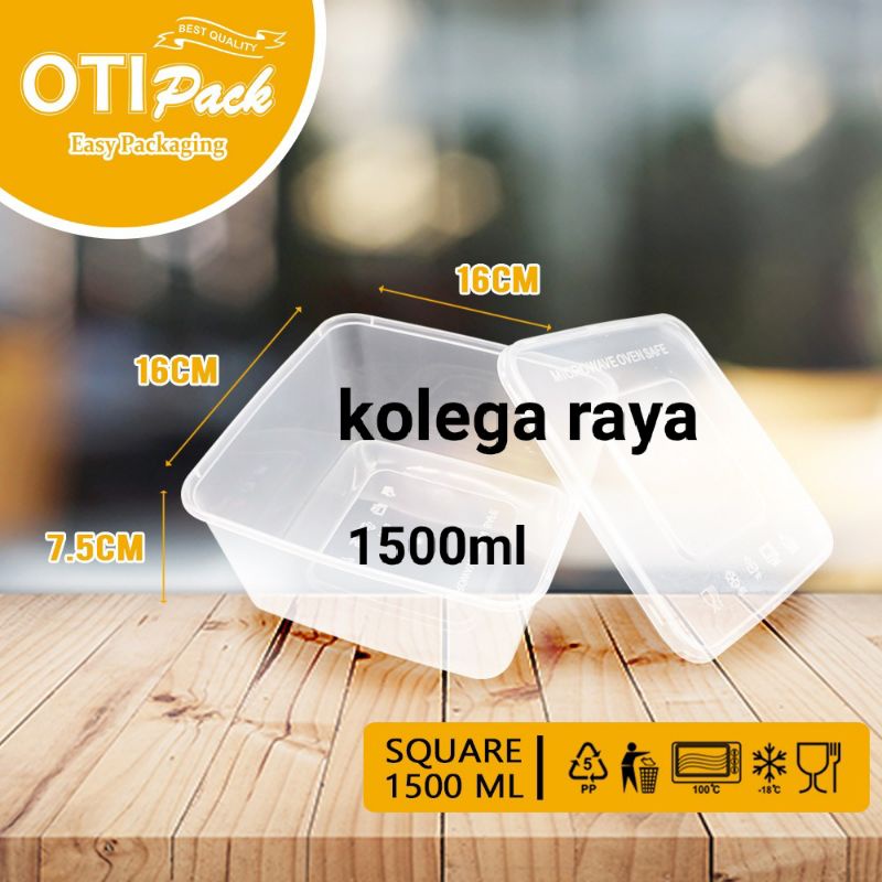 Thinwall Kotak OTK1500ML,Wadah Makanan Plastik FoodGrade ISI 15 PCS