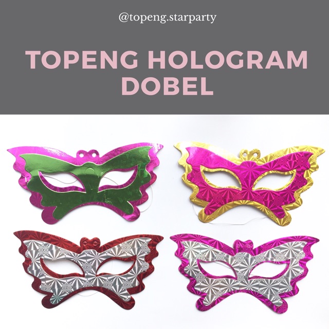 Topeng Hologram Dobel isi 6 pcs/ Topeng Pesta/ Masquerade