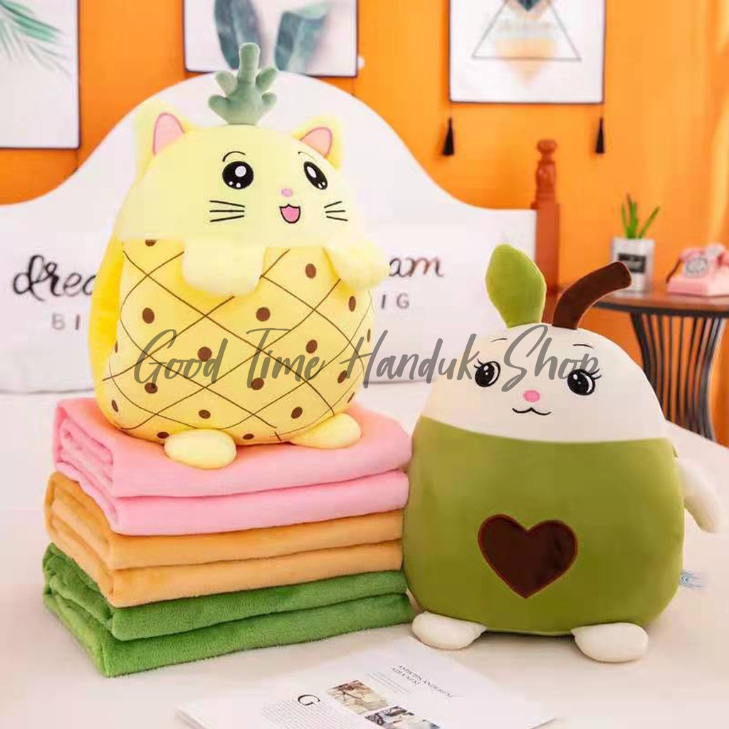 Bantal Selimut / Boneka Selimut Balmut Karakter Buah &amp; Hewan 2 In 1 Bahan Lembut Ukuran Selimut 110 x 160cm