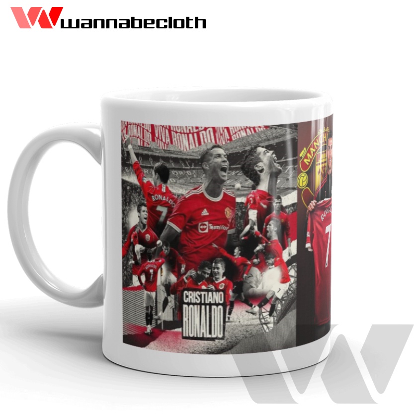 Mug Manchester United Mug CR7 Ronaldo Gelas Manchester United Cetak Mug Custom Kado Gift Souvenir Mu