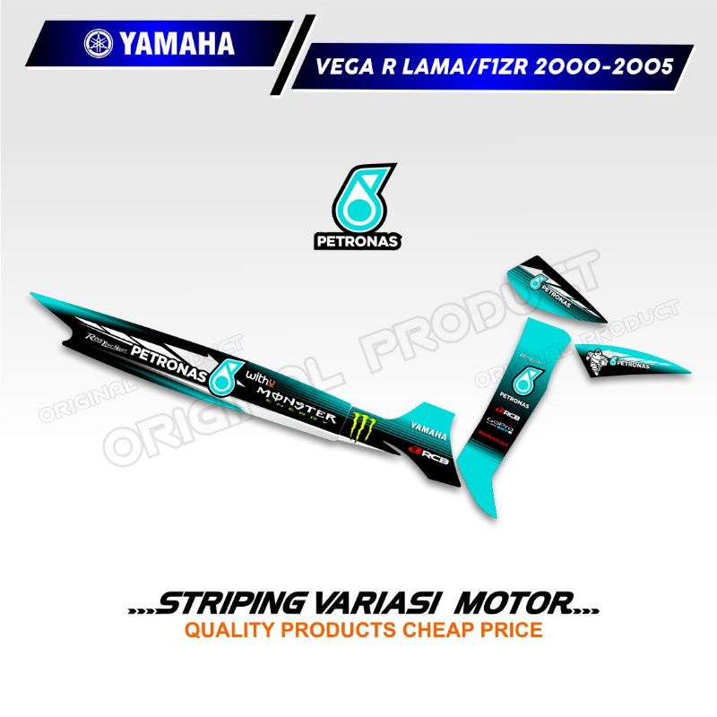 Striping stiker variasi MOTOR YAMAHA VEGA R LAMA F1ZR tahun 2000 - 2005 lis model PETRONAS