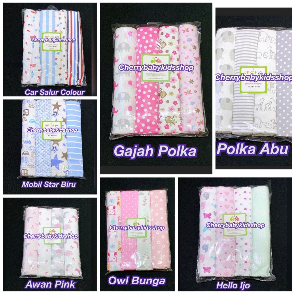 4pc Bedong / Selimut Just To / One You / Kolaco isi 4 in 1 (100% Cotton) Motif Lucu CBKS