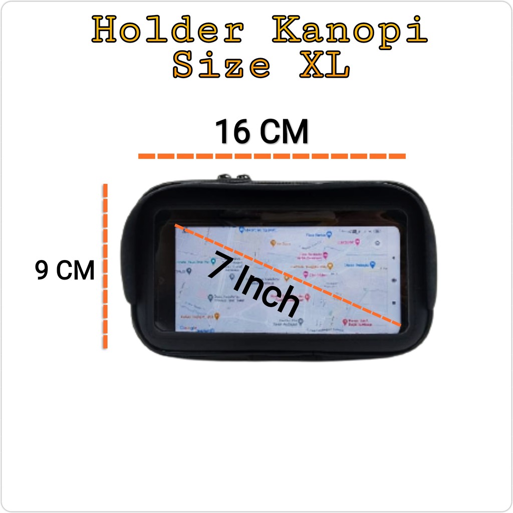 Holder Sepeda Motor Holder Spion Waterproof Anti Air Plus Kanopi 7&quot; XL