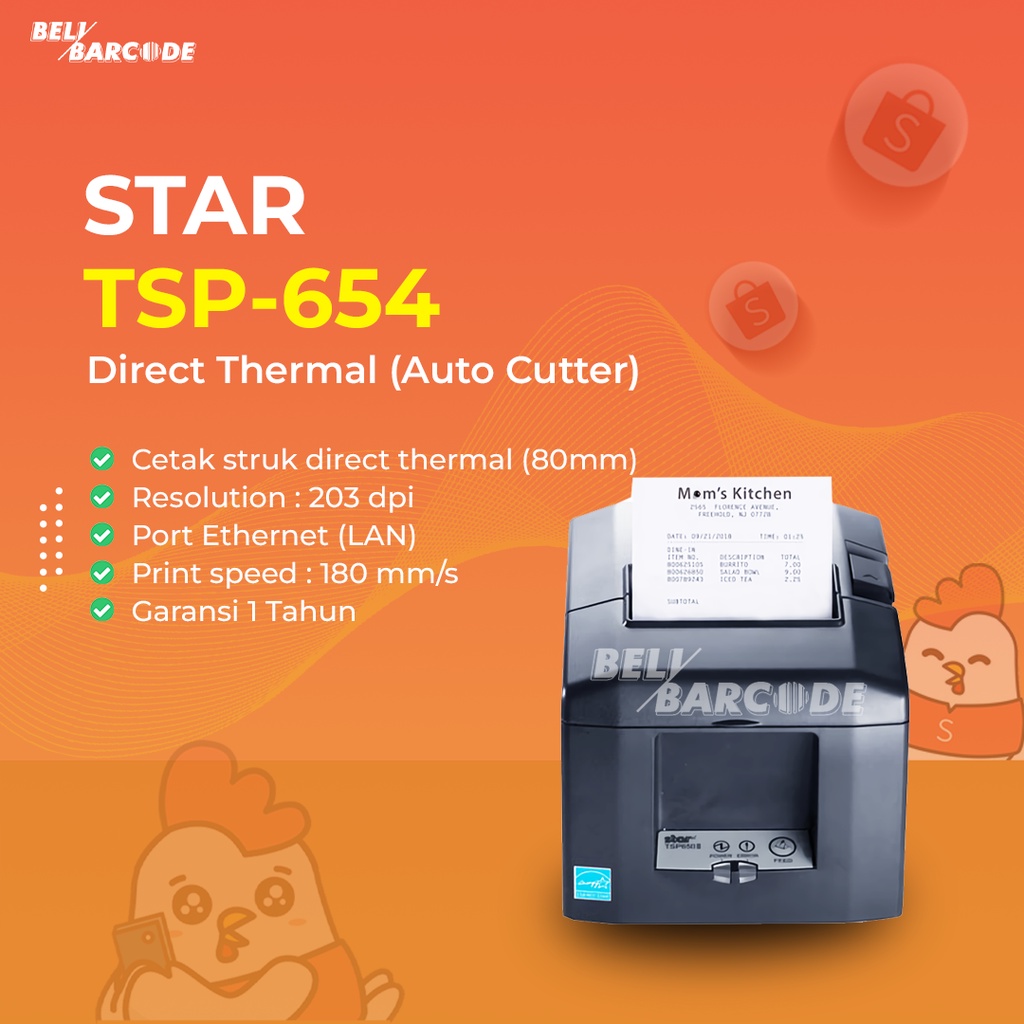 STAR TSP-654IISK Thermal Receipt Printer // Printer Kasir STAR TSP-654IISK Thermal 88mm