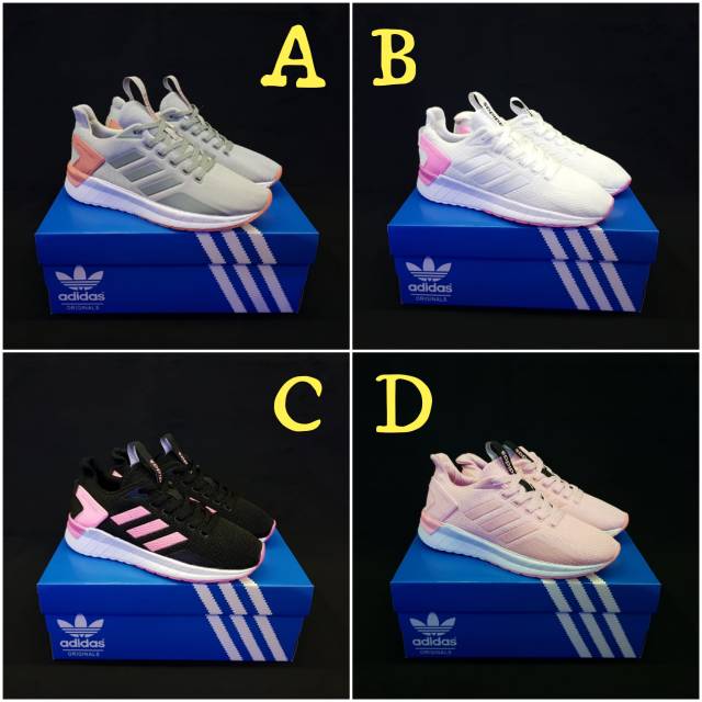 Sepatu Adidas Questar Ride Grey Black Pink Abu Peach Termurah Berkualitas Best Seller Kado Hadiah