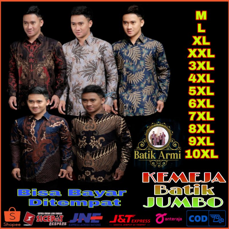 KEMEJA BATIK PRIA LENGAN PANJANG BIG SIZE JUMBO ARMI