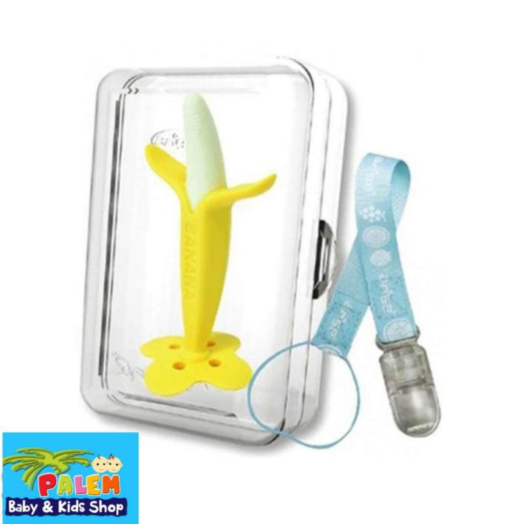 GIGITAN BAYI ANGE Teether Banana toothbrush With Case Clip 504100