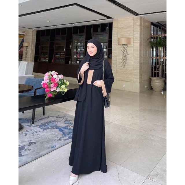 HAWA ABAYA/ABAYA KOMBINASI WARNA/ABAYA POLOS KOMBINASI 2 WARNA