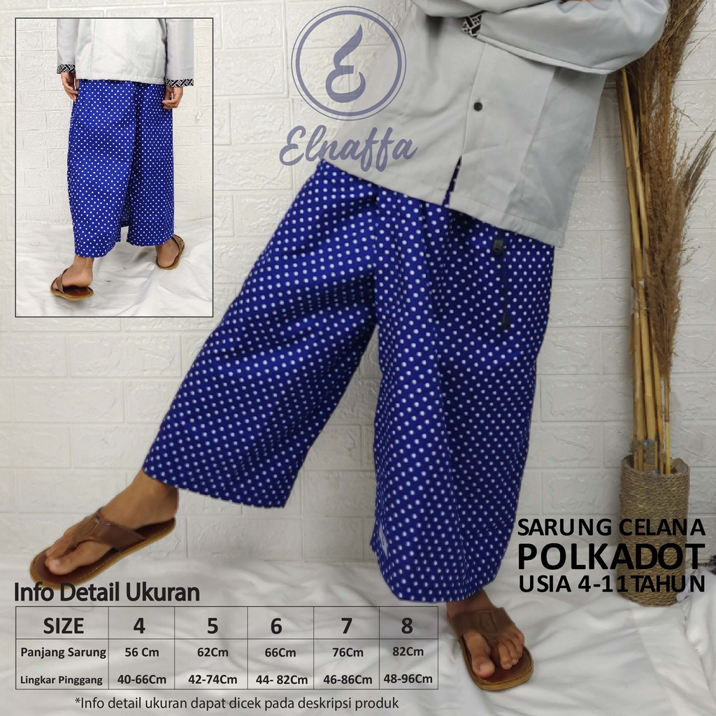 EL-NAFFA Sarung Celana Anak. Sarung Instan. Sarung Celana Anak Laki-laki Motif Polkadot Usia 4-11th (BISA COD) SCPo