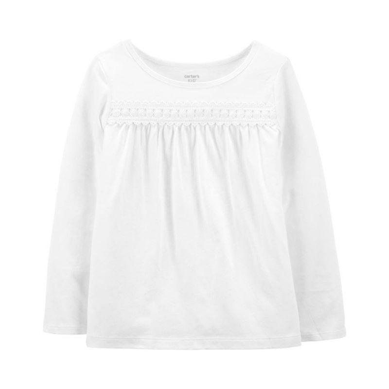 Kaos anak cewek carters bayi 1 2 tahun-White lace long