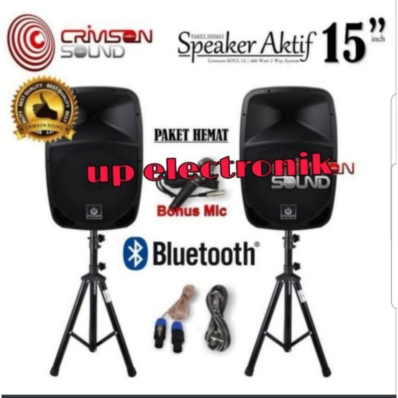 Paket Karaoke Speaker Aktif Pasif 15 inch Crimson Suara Mantap