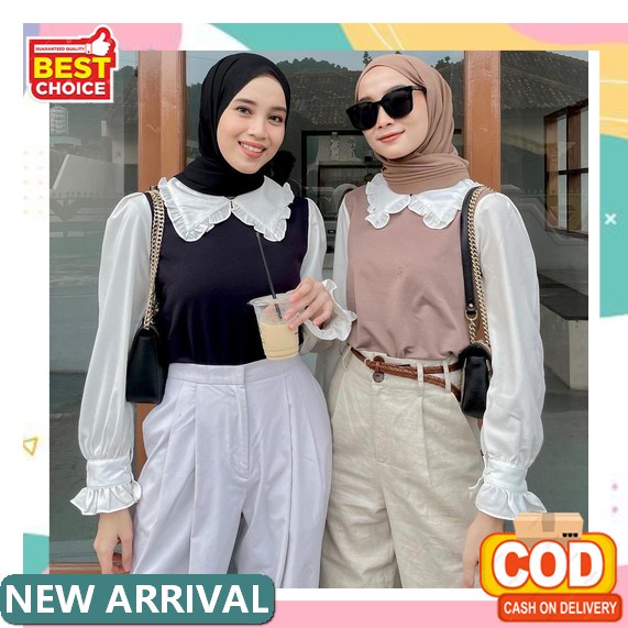 Baju Atasan Blouse Polos Aleri Wanita Oversize Terbaru Korean Style Casual Kemeja Oversize Rayon.Kem