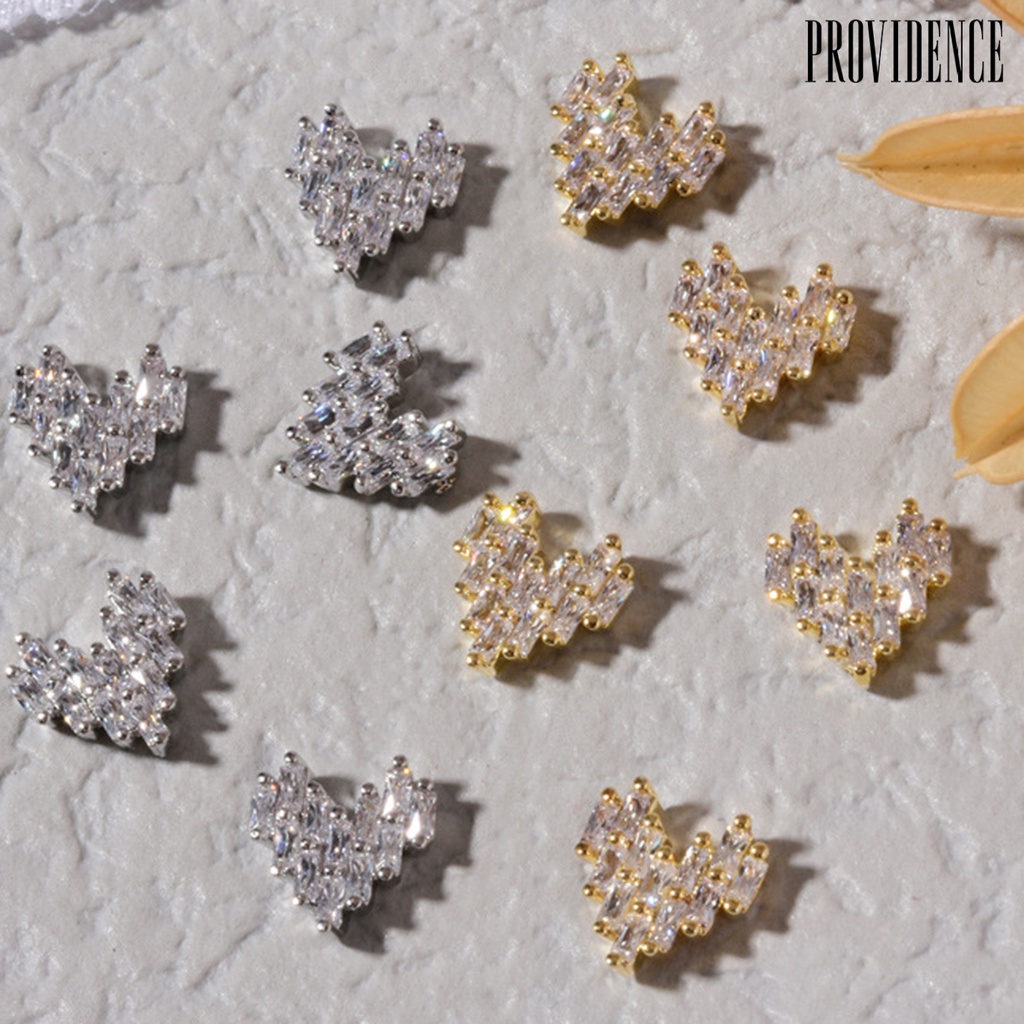 Providence 5Pcs Eye-catching Nail Decoration Exquisite Cubic Zirconia Decorative Heart Shape Nail Art Jewelry for Home