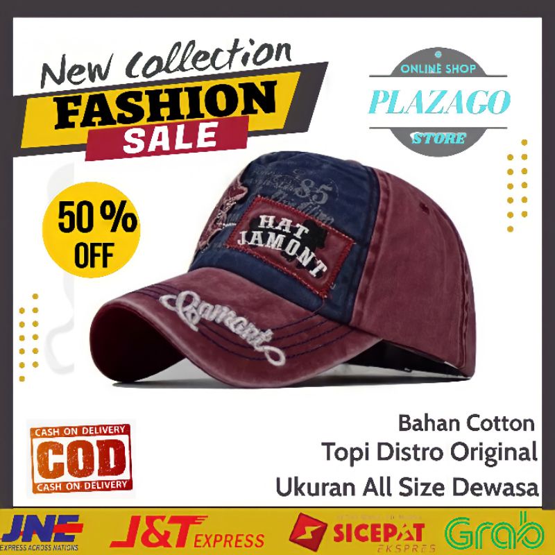 Topi Distro Topi Baseball Cap Pria Cowok Dewasa Original Branded Polos Cotton All Size Hat Jamont