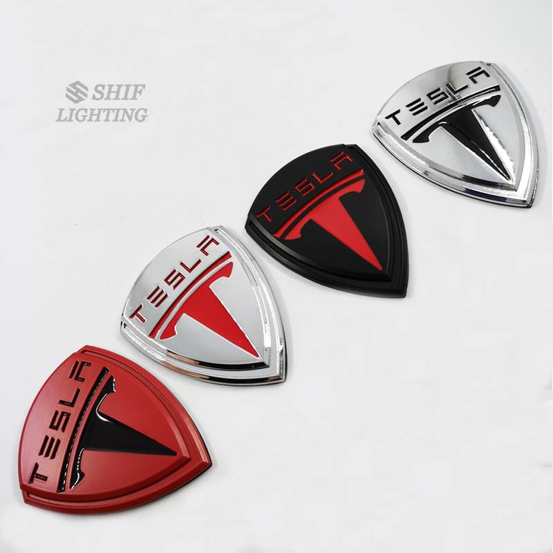 1Pc Stiker Emblem Logo TESLA Bahan Metal Untuk Dekorasi Mobil TESLA