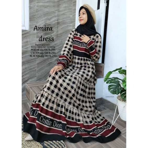 Gamis Motif Kotak Rayon Premium