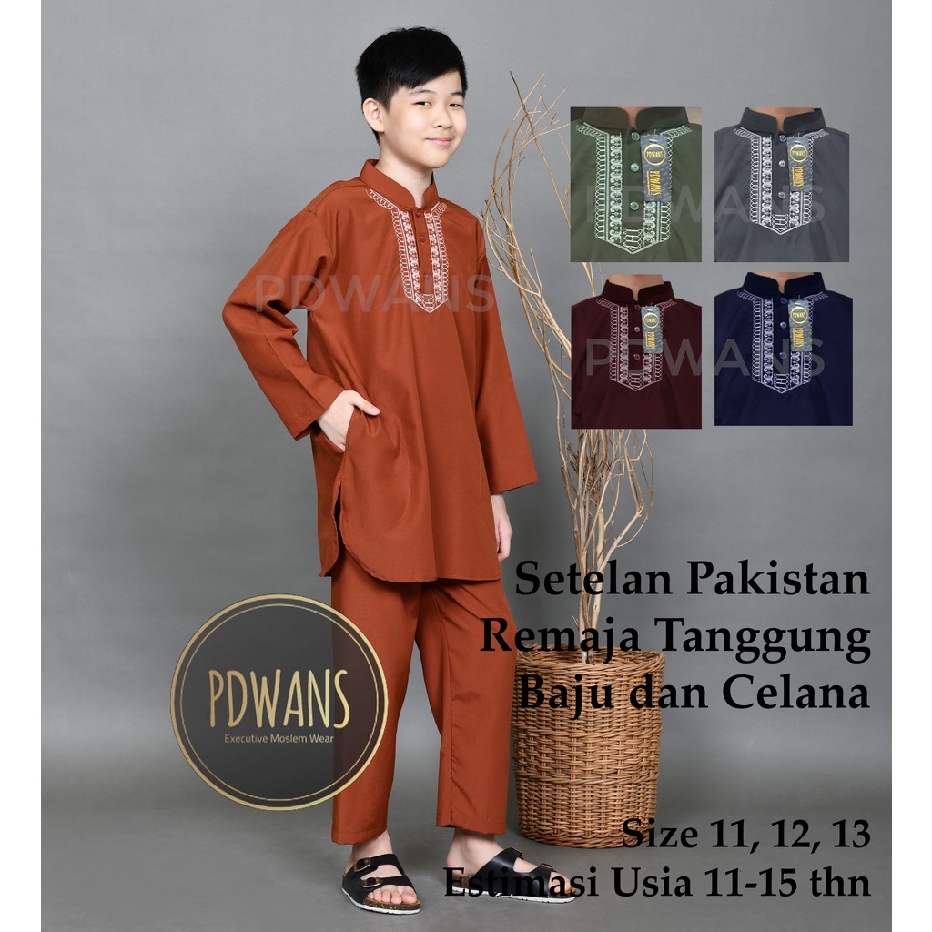 BAJU KOKO Setelan Pakistan Remaja Warna Ukuran Tanggung 11 12 13 14 15 Tahun BGM03 - PDWANS