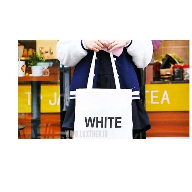 LUXTHER - TAS KULIAH FASHION TOTE BAG BAHAN 300D WANITA TAS SHOPPING TAS KANVAS OOTD