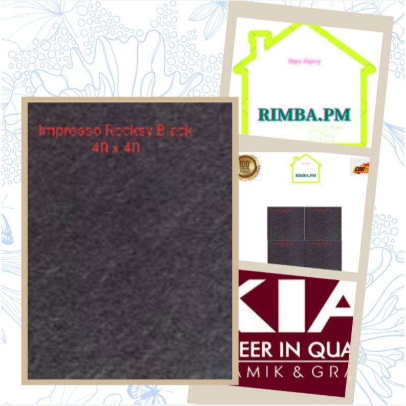 Kramik Lantai 40 x 40 Impresso Rocksy Black