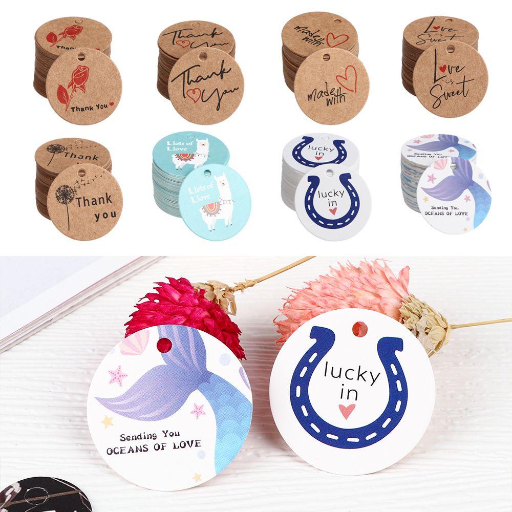 R-flower 50/100PCS Hang Tag Ucapan Terima Kasih Gift Made With Love Cinta Is Sweet Cartoon Animal Floral