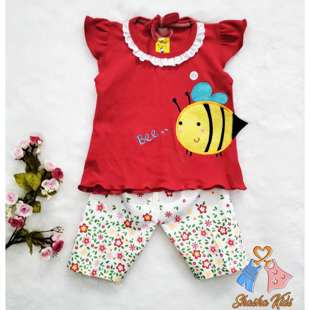 [ A 014] Baju Bayi Perempuan/ Setelan bayi Perempuan bahan kaos SNI  untuk usia 3-6 bln