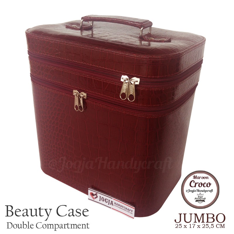 Exclusive JUMBO Size Tas Tempat Kosmetik Maroon Croco / Beautycase