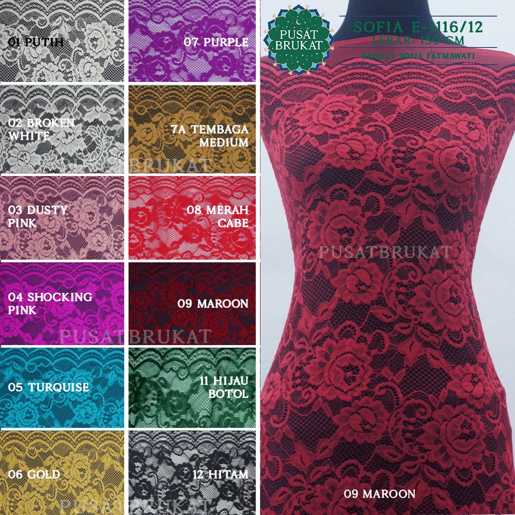 KAIN BRUKAT / BROKAT SOFIA FATMAWATI / JAQUARDTRONIC - SOFIA E-1116/12 - [harga per 0.5m]