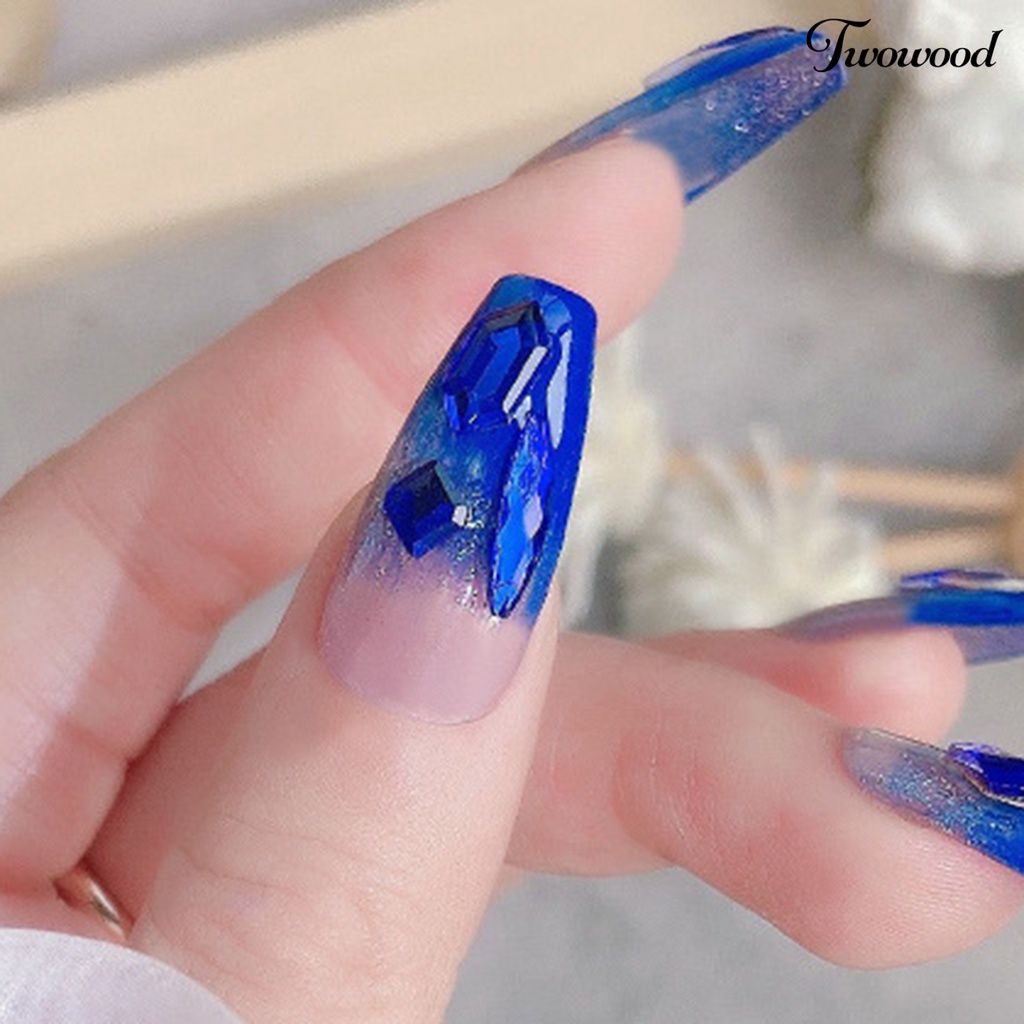 100pcs Stick Kristal Berlian Imitasi 3D Warna Biru Tua Untuk Dekorasi Nail Art