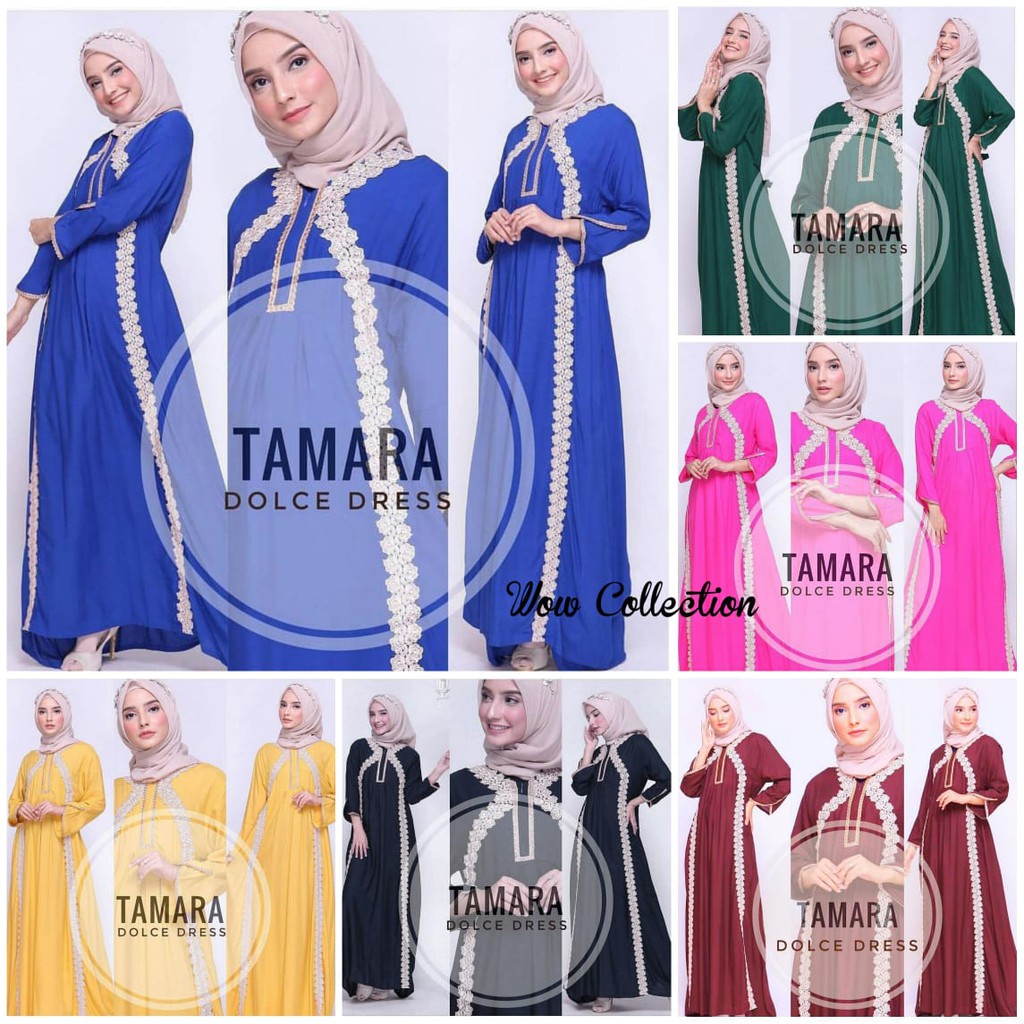 TAMARA DOLCE DRESS  Daster Arab, India, Turki, Longdress,  Busui Resleting depan lengan asli rempel