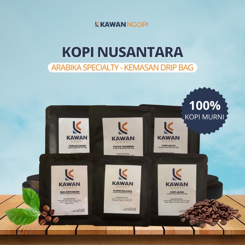 

Kawan Ngopi - Kopi Nusantara (Arabika Specialty) Kemasan drip bag 9gr