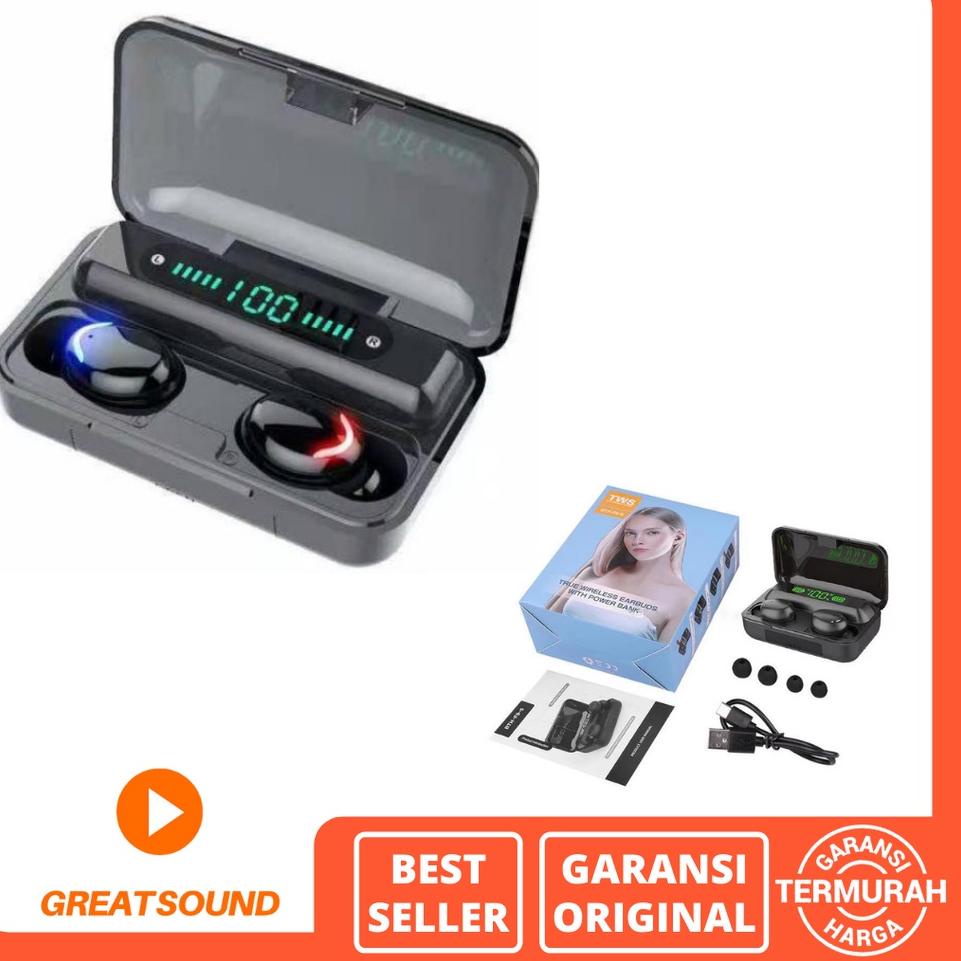 Terbagus.. Headset TWS F9 Stereo TWS Bluetooth F9 Headset Bluetooth F9  Headset Powerbank Earphone B